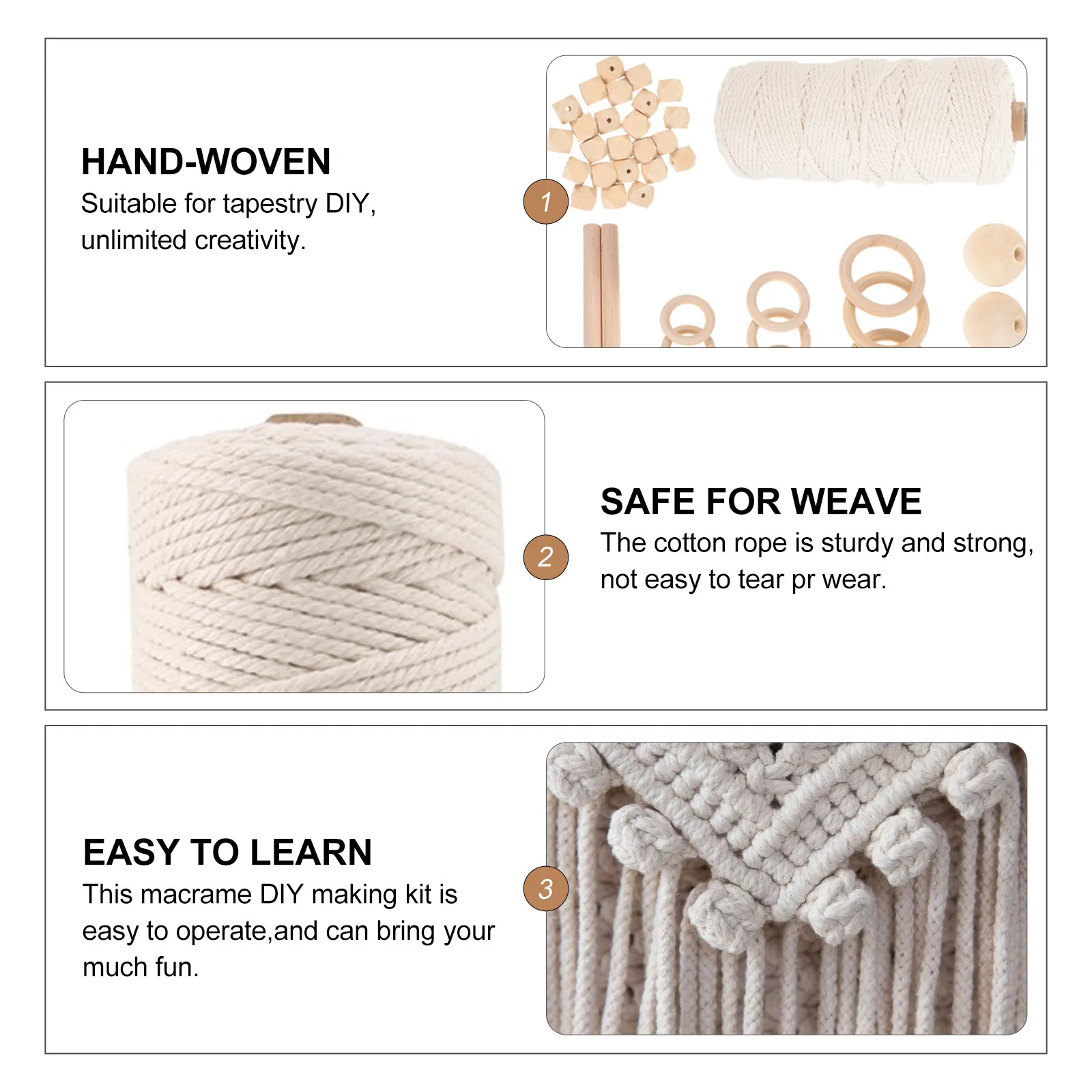 1Set Macrame DIY Kit Cotton Rope Wood Beads Rings Sticks for Tapestry Dreamcatcher Plant Hanger Wall Art Decoration Handmade
1Set Macrame DIY Kit Cotton Rope Wood Beads Rings Sticks for Tapestry Dreamcatcher Plant Hanger Wall Art Decoration Handmade