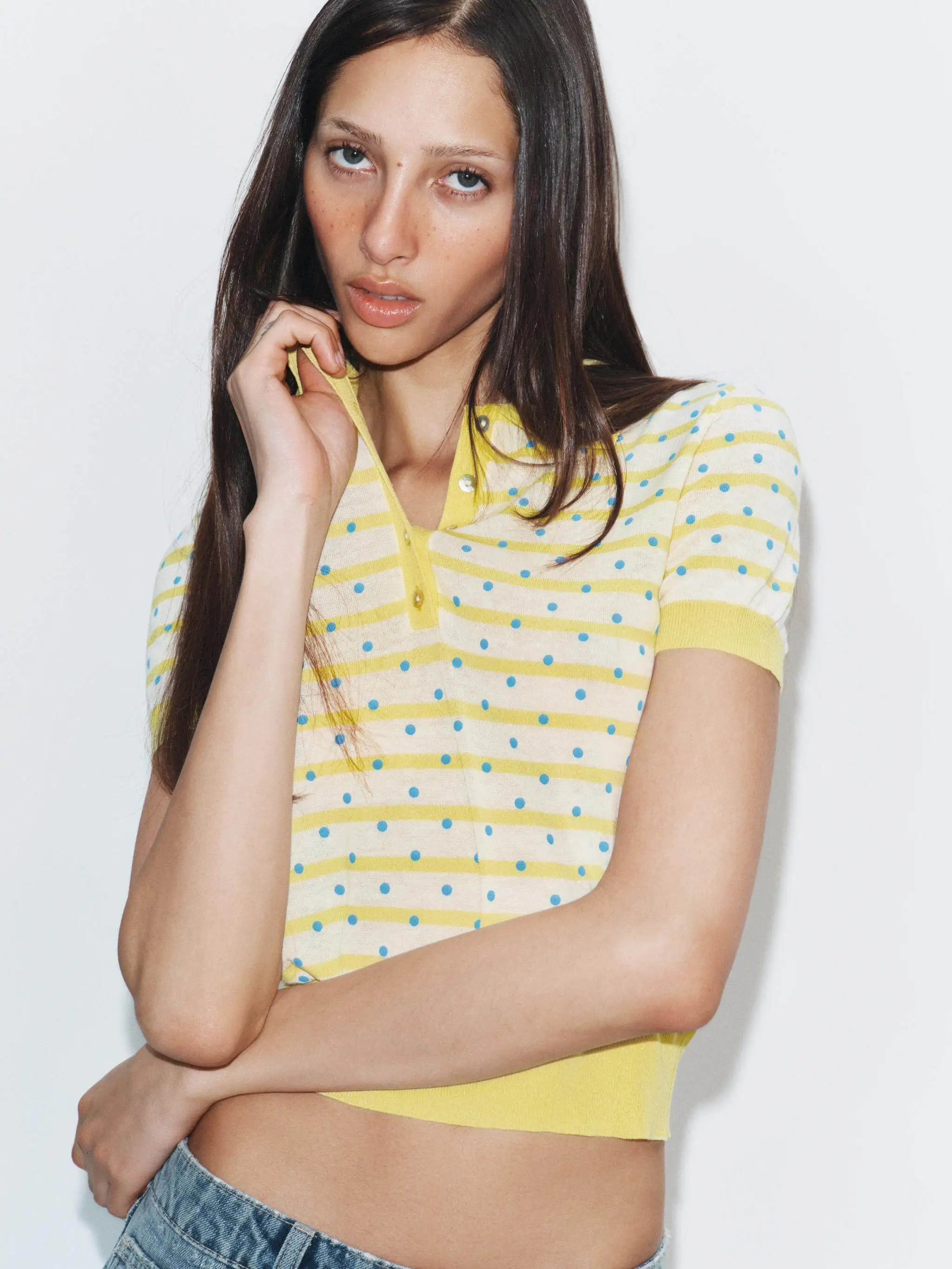 Spring New Arrival Women's Fashion Short Sleeve Polka Dot Stripe Knitted Shirt Casual Style Single Piece Regular Length
Spring New Arrival Women's Fashion Short Sleeve Polka Dot Stripe Knitted Shirt Casual Style Single Piece Regular Length