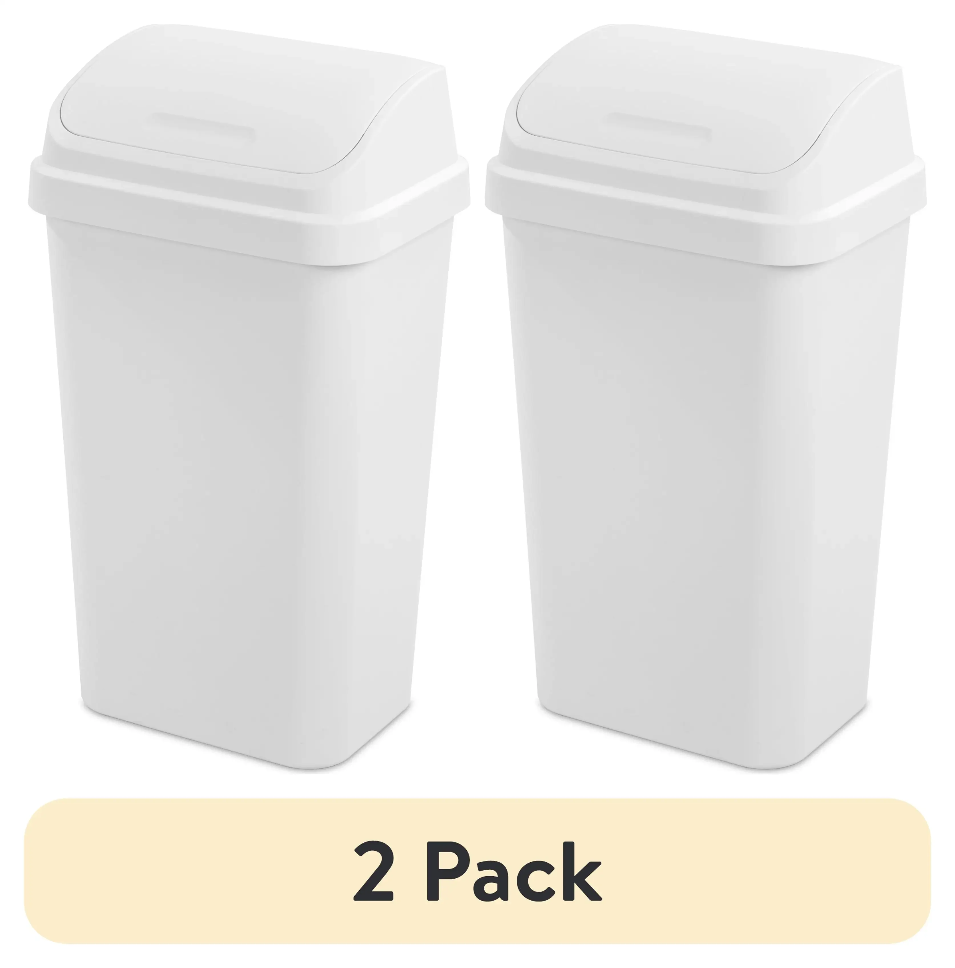 2 pack 13 gallon kitchen trash can with swing top lid white plastic garbage bin
2 pack 13 gallon kitchen trash can with swing top lid white plastic garbage bin