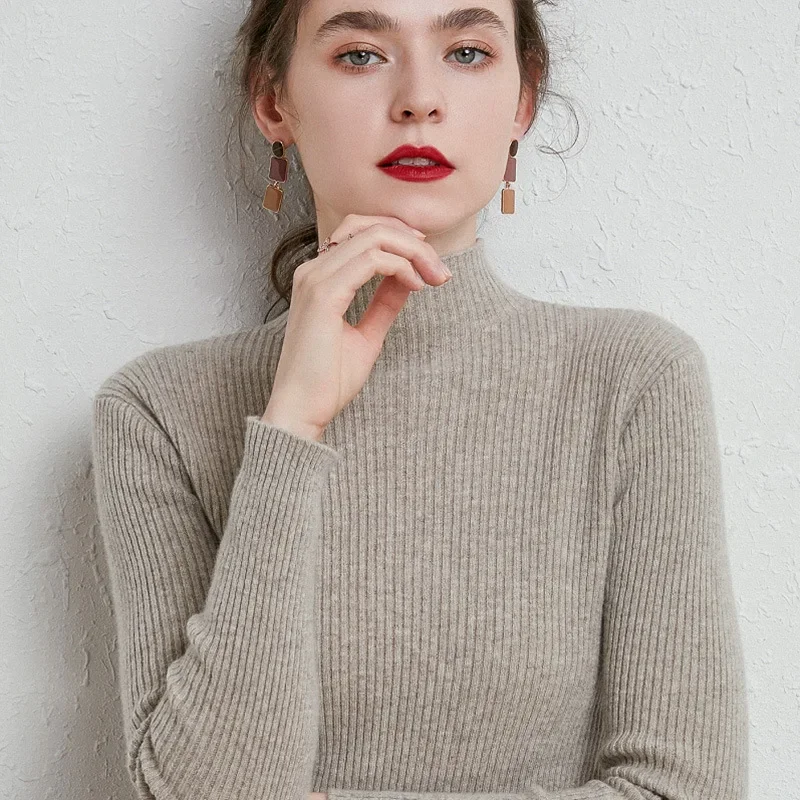 Women Sweater Slim Fit Mock Neck High Strecth Pullovers Long Sleeve Fashion Korean Jumpers Warm Knitted Tops Bottoming Shirts
Women Sweater Slim Fit Mock Neck High Strecth Pullovers Long Sleeve Fashion Korean Jumpers Warm Knitted Tops Bottoming Shirts