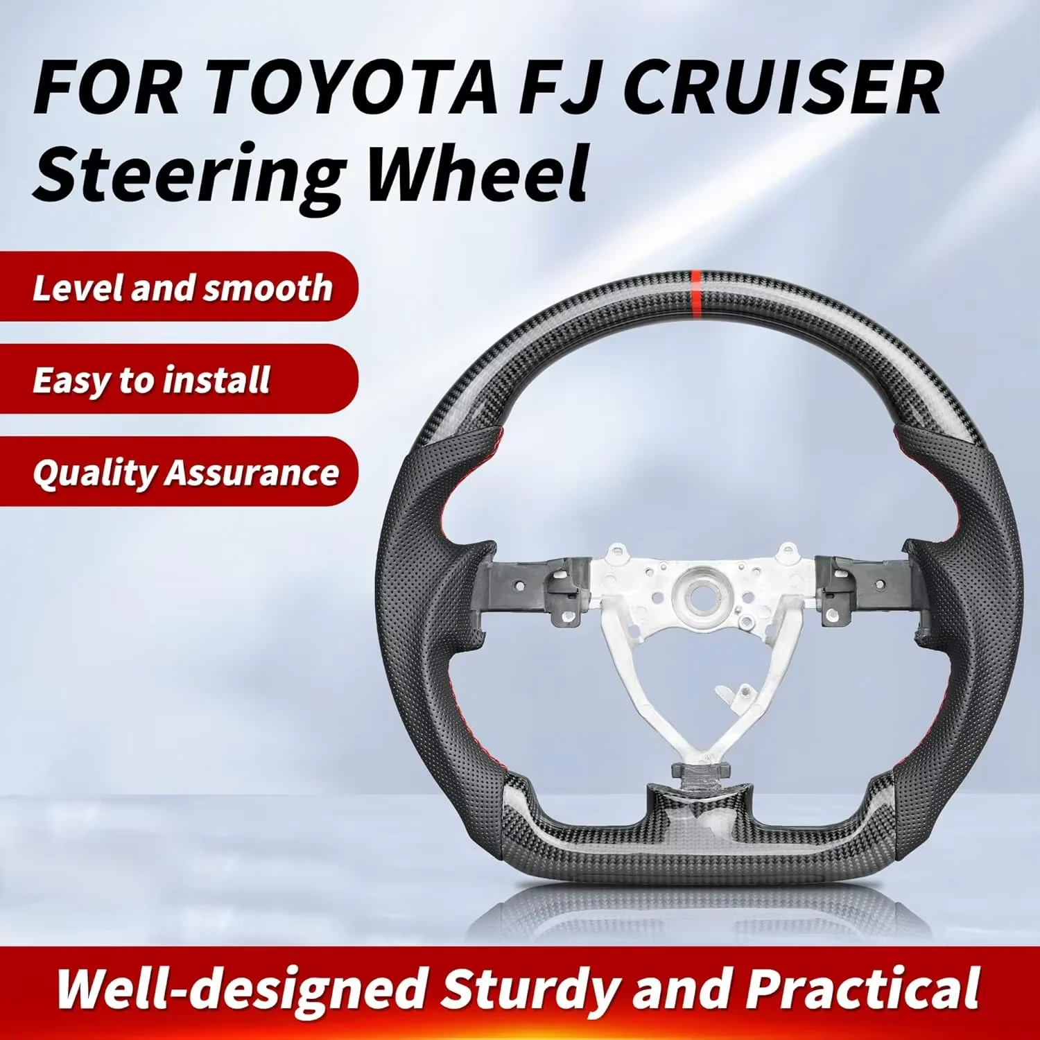Real Carbon Fiber Steering Wheel Fit For Toyota FJ Cruiser 2004-2017 D-Type Perforated Leather Red Stitching Car Accessories
Real Carbon Fiber Steering Wheel Fit For Toyota FJ Cruiser 2004-2017 D-Type Perforated Leather Red Stitching Car Accessories