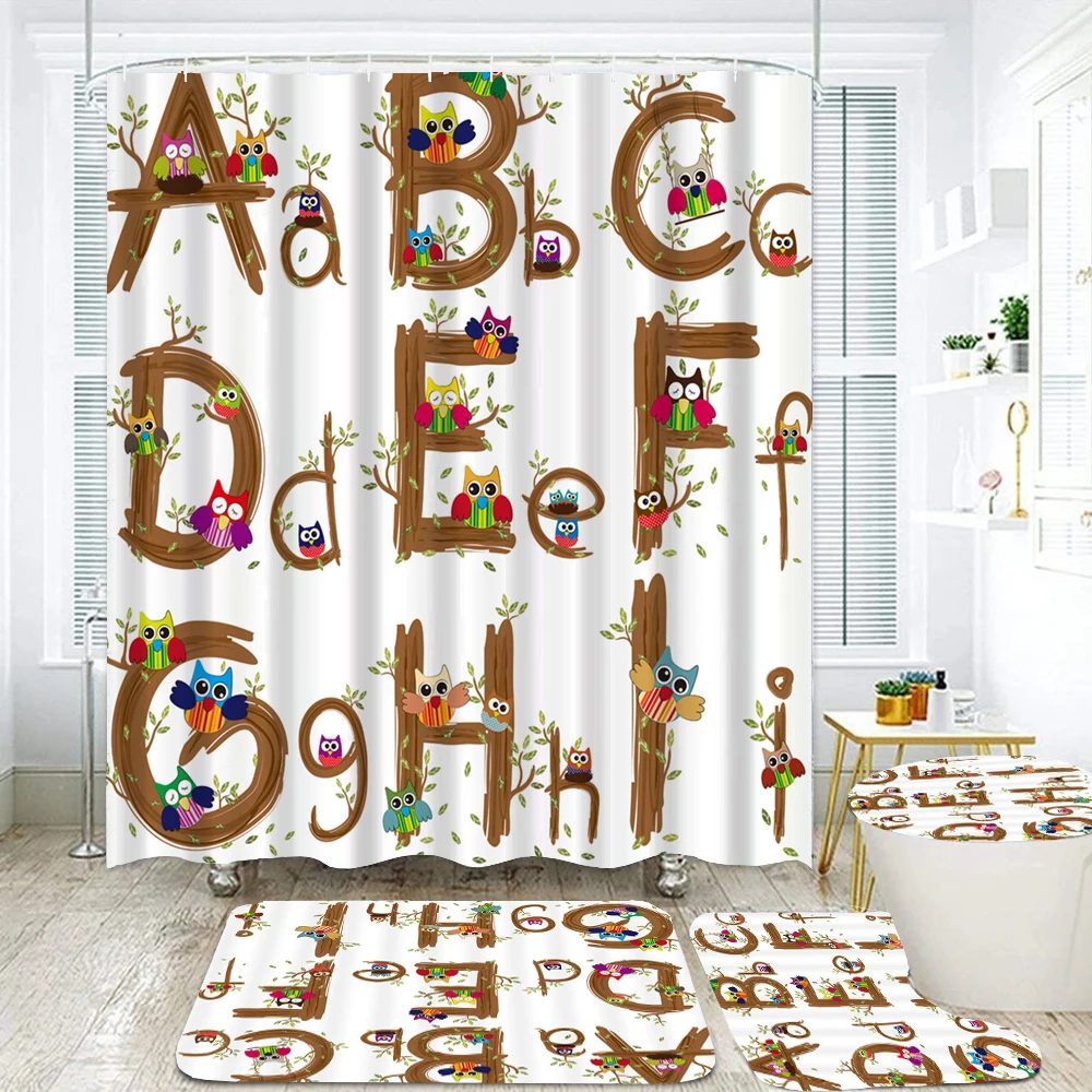 Cartoon Lovely Alphabet Animal Printed Shower Curtains Bathroom Curtain Set Baby Cute Anti-skid Rugs Toilet Cover Bath Mat Set
Cartoon Lovely Alphabet Animal Printed Shower Curtains Bathroom Curtain Set Baby Cute Anti-skid Rugs Toilet Cover Bath Mat Set