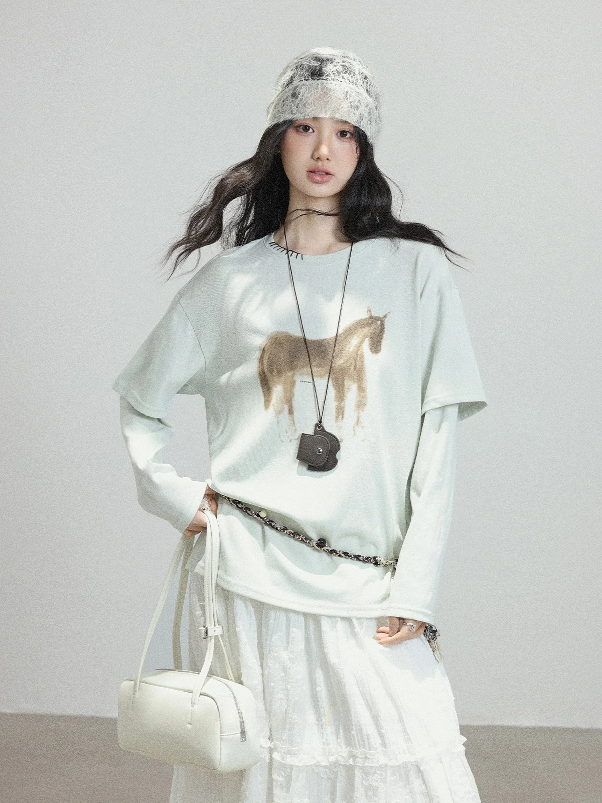 Pastel Green Loose Fit Commute Casual Year Top Women's T-shirt Spring 2026 Zhang Soda round Neck Long Sleeve High Waist
Pastel Green Loose Fit Commute Casual Year Top Women's T-shirt Spring 2026 Zhang Soda round Neck Long Sleeve High Waist