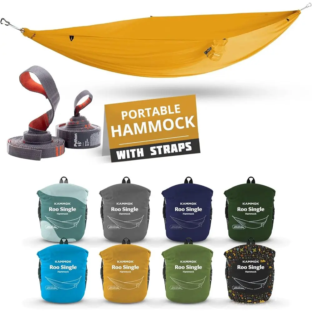 Портативный уличный гамак — из переработанной, прочной ткани для комфорта, включает ремни для быстрой установки
Портативный уличный гамак — из переработанной, прочной ткани для комфорта, включает ремни для быстрой установки