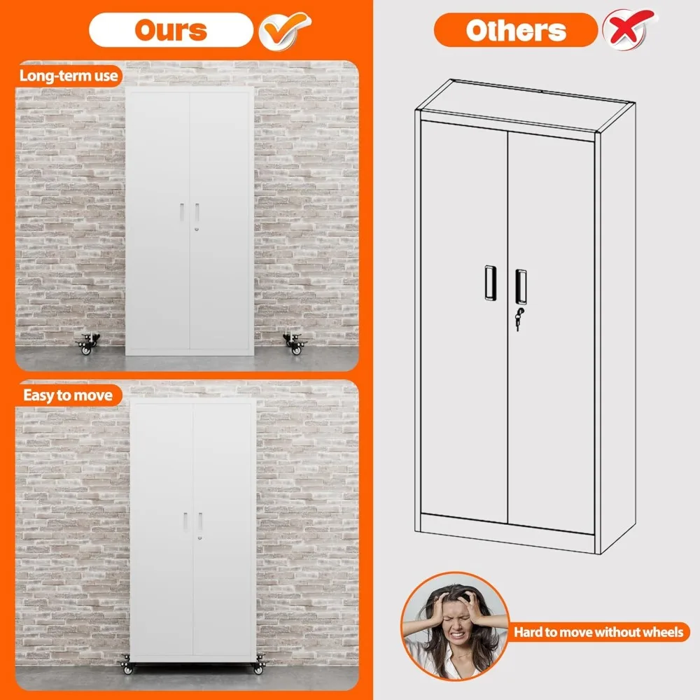 73 Inches Metal Storage Cabinet on Wheels,Garage Storage Cabinet with Wheels and 4 Adjustable Shelves,Rolling Cabinets
73 Inches Metal Storage Cabinet on Wheels,Garage Storage Cabinet with Wheels and 4 Adjustable Shelves,Rolling Cabinets