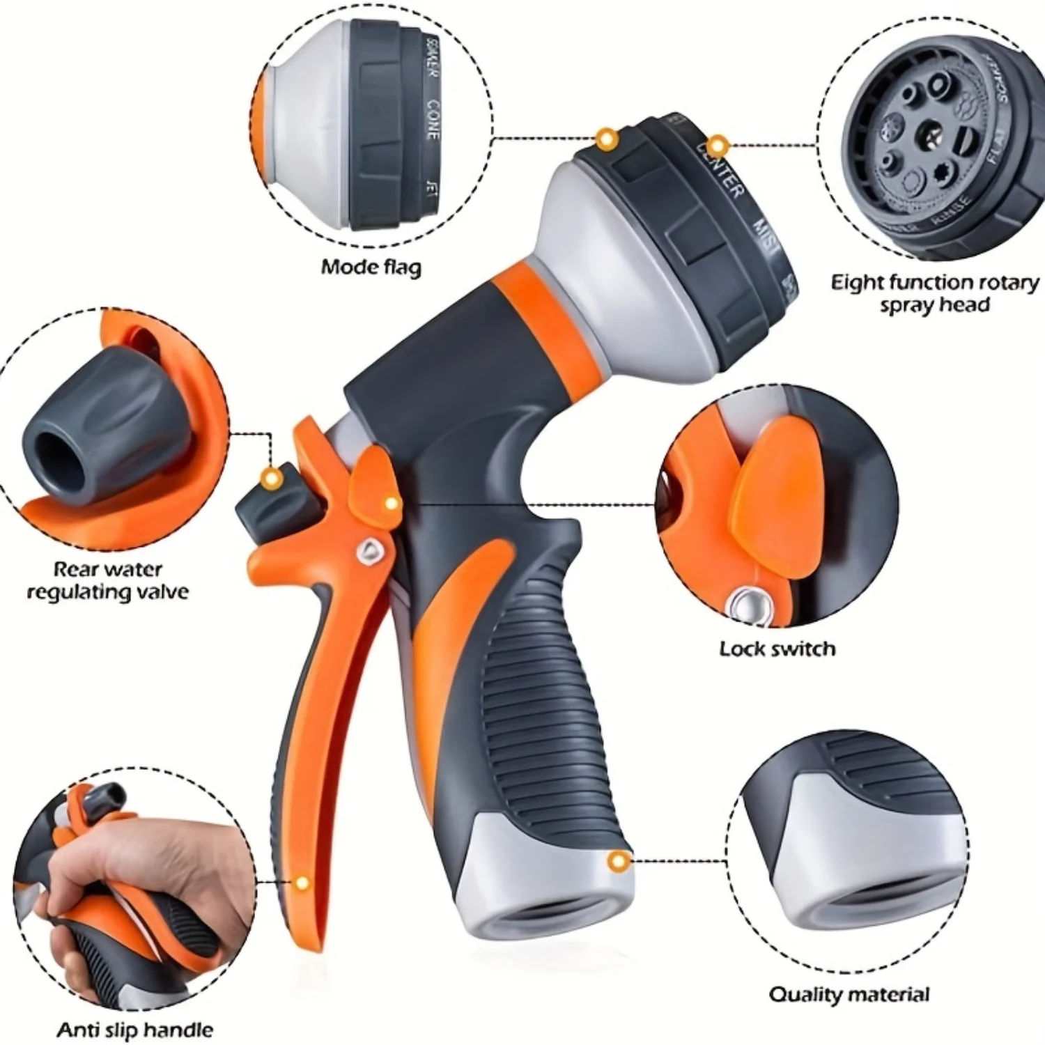 Heavy-Duty Garden Hose Nozzle 8 Adjustable Watering Patterns High-Pressure Spray Gun Lawn Garden Car Wash Durable ABS Uncharged
Heavy-Duty Garden Hose Nozzle 8 Adjustable Watering Patterns High-Pressure Spray Gun Lawn Garden Car Wash Durable ABS Uncharged