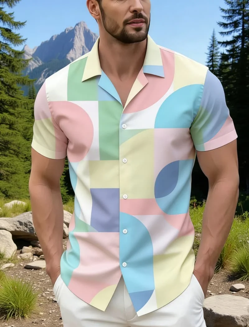 Men's Chic Unique Ethnic Geometric Print Short Sleeve Shirt - Tribal Geometric & Car Print Casual Top For Everyday Vacation Wear
Men's Chic Unique Ethnic Geometric Print Short Sleeve Shirt - Tribal Geometric & Car Print Casual Top For Everyday Vacation Wear