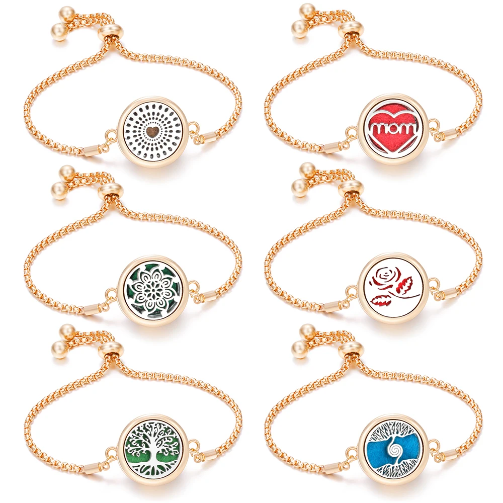 New Trendy Golden Tree of Life Stainless Steel Aromatherapy Bangle Women Essential Oil Diffuser Perfume Lockets Bracelet Jewelry
New Trendy Golden Tree of Life Stainless Steel Aromatherapy Bangle Women Essential Oil Diffuser Perfume Lockets Bracelet Jewelry