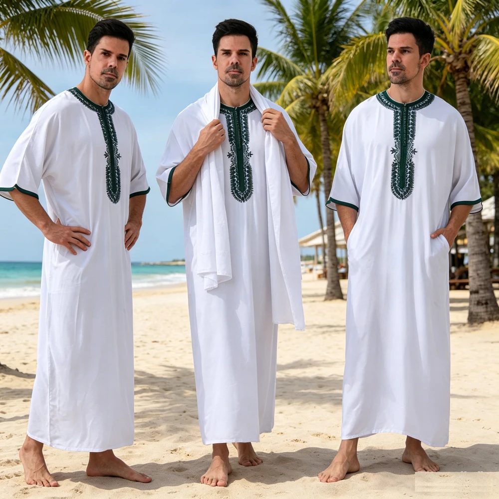 Saudi Arabic Men Embroidery Jubba Thobe Summer Dubai Kaftan Dishdasha Abaya Muslim Islam Daffah Traditional Clothing Robe Arabic
Saudi Arabic Men Embroidery Jubba Thobe Summer Dubai Kaftan Dishdasha Abaya Muslim Islam Daffah Traditional Clothing Robe Arabic