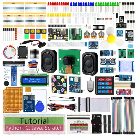Freenove Starter Kit completo per Raspberry Pi 5 4 B 3 500 Zero 2 W, tutorial da 1170 pagine, 386 articoli, 164 progetti, altoparlante per fotocamera