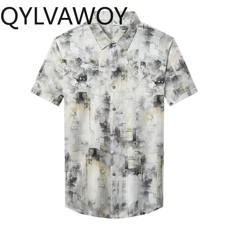 QYLVAWOY Printed Men's Shirts Summer Shirts for Man 92.5% Mulberry Silk Short Sleeve Tops Loose Man Shirts Business Casual 셔츠
QYLVAWOY Printed Men's Shirts Summer Shirts for Man 92.5% Mulberry Silk Short Sleeve Tops Loose Man Shirts Business Casual 셔츠