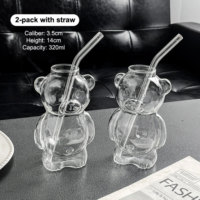 Novelty Teddy Bear Glass Cup Set, Two Pieces, 12oz, With Sleek Straws, For Beer Wine Cocktails.
Novelty Teddy Bear Glass Cup Set, Two Pieces, 12oz, With Sleek Straws, For Beer Wine Cocktails.