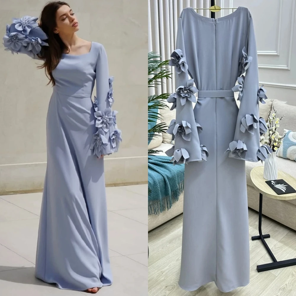 Customized Elegant Blue Jersey Party Dresses with Handmade flowers Classic Square Collar Prom Gowns Long Sleeves Party Gowns
Customized Elegant Blue Jersey Party Dresses with Handmade flowers Classic Square Collar Prom Gowns Long Sleeves Party Gowns
