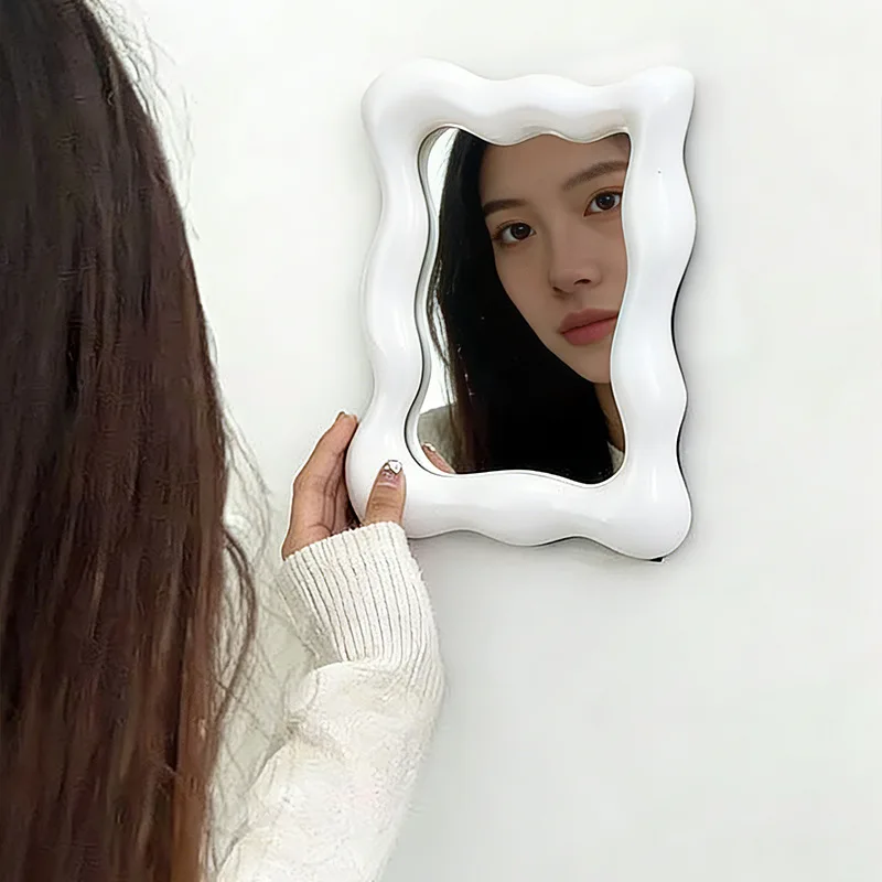 Ins Style Wave Shape Dual Use Vanity Mirror, Irregular High Definition Foldable Compact Tabletop Wall Mounted Cute Makeup Mirror
Ins Style Wave Shape Dual Use Vanity Mirror, Irregular High Definition Foldable Compact Tabletop Wall Mounted Cute Makeup Mirror