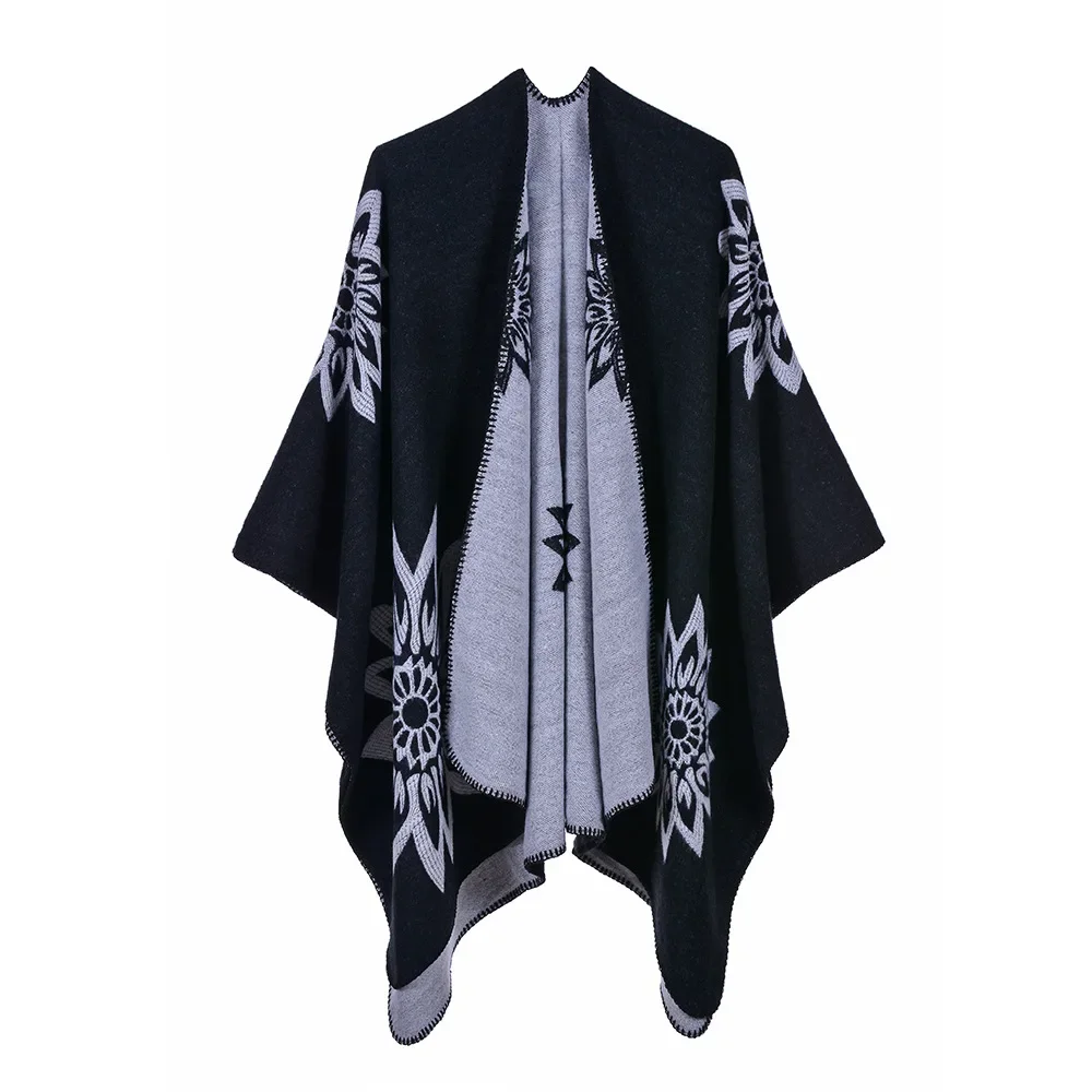 Women's Autumn Winter Scarf Shawl Dual-purpose Travel Warm Double-sided Imitation Cashmere Flower Cloak Ponchos Capes Black
Women's Autumn Winter Scarf Shawl Dual-purpose Travel Warm Double-sided Imitation Cashmere Flower Cloak Ponchos Capes Black
