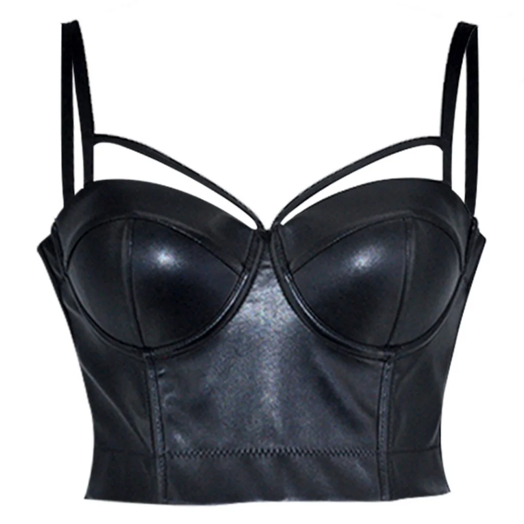 Black Leather Hollow Out Push Up Bras For Woman Plus Size Bra Sexy Nightclub Party
Black Leather Hollow Out Push Up Bras For Woman Plus Size Bra Sexy Nightclub Party
