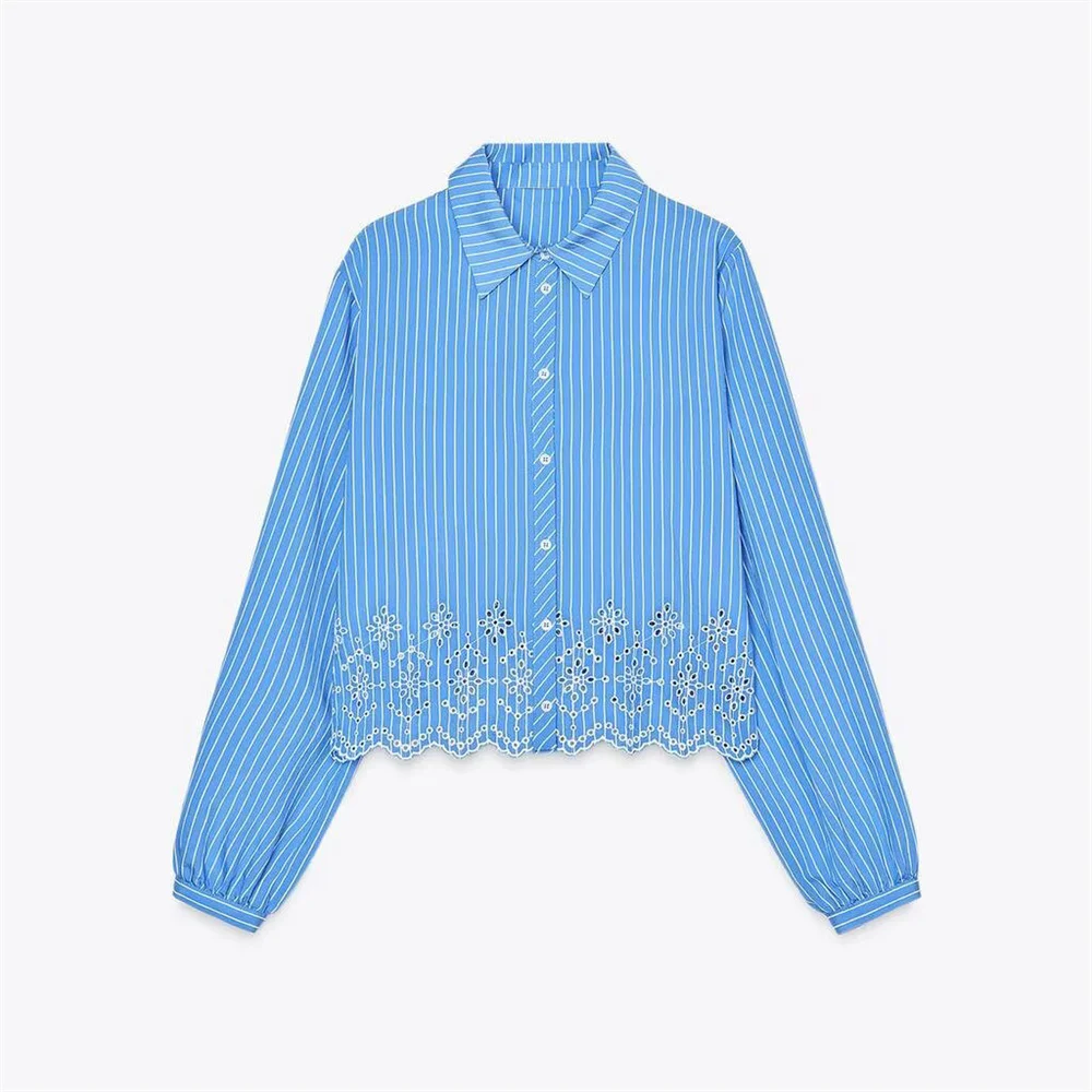 UNIZERA women's shirt top with long sleeves lapels hollowed out embroidery striped temperament spring new shirt top
UNIZERA women's shirt top with long sleeves lapels hollowed out embroidery striped temperament spring new shirt top