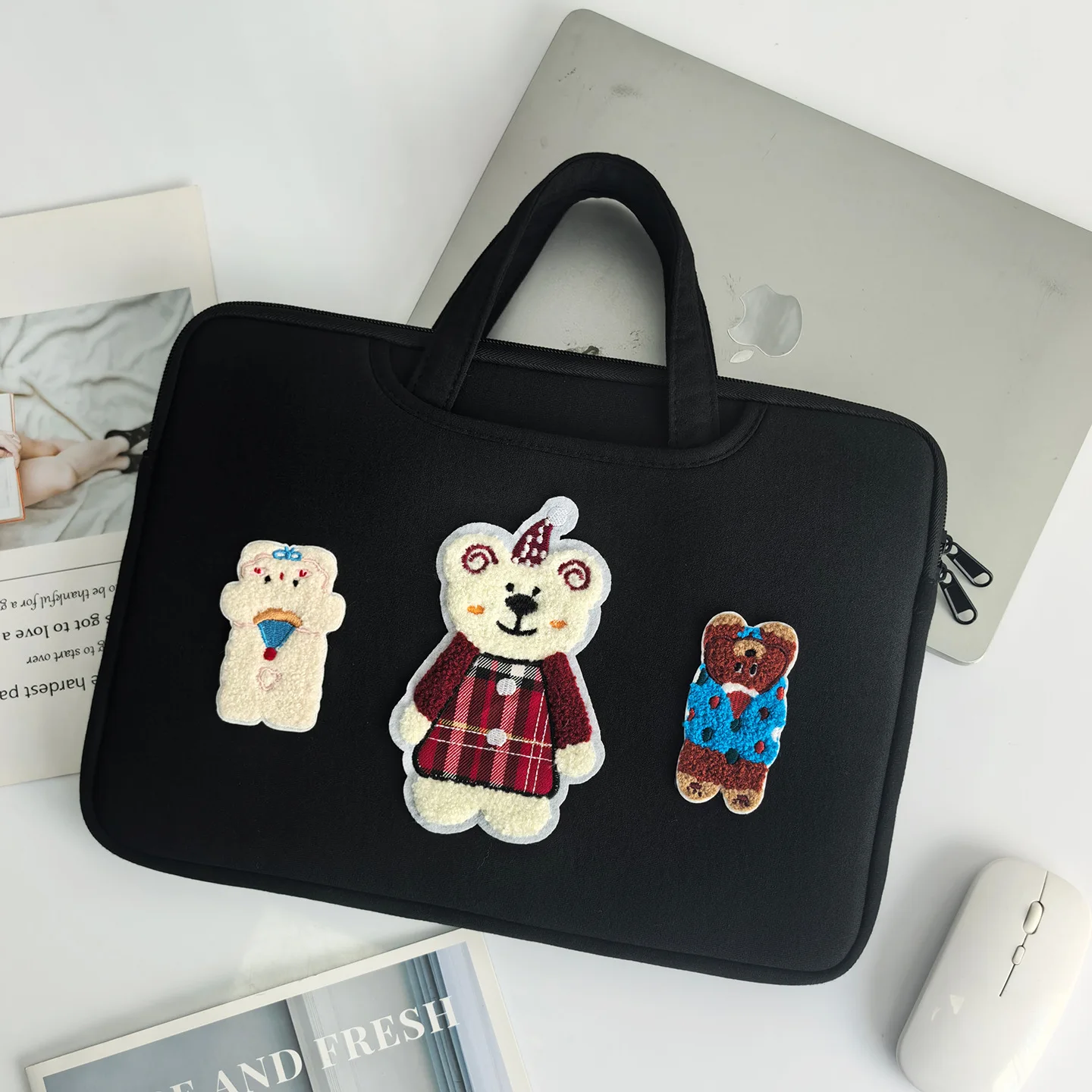 Cute Bear Embroidery Laptop Bag 13 14 15.6 16 Inch Handheld Notebook Sleeve Case Shockproof Protection Cover for MacBook Air
Cute Bear Embroidery Laptop Bag 13 14 15.6 16 Inch Handheld Notebook Sleeve Case Shockproof Protection Cover for MacBook Air