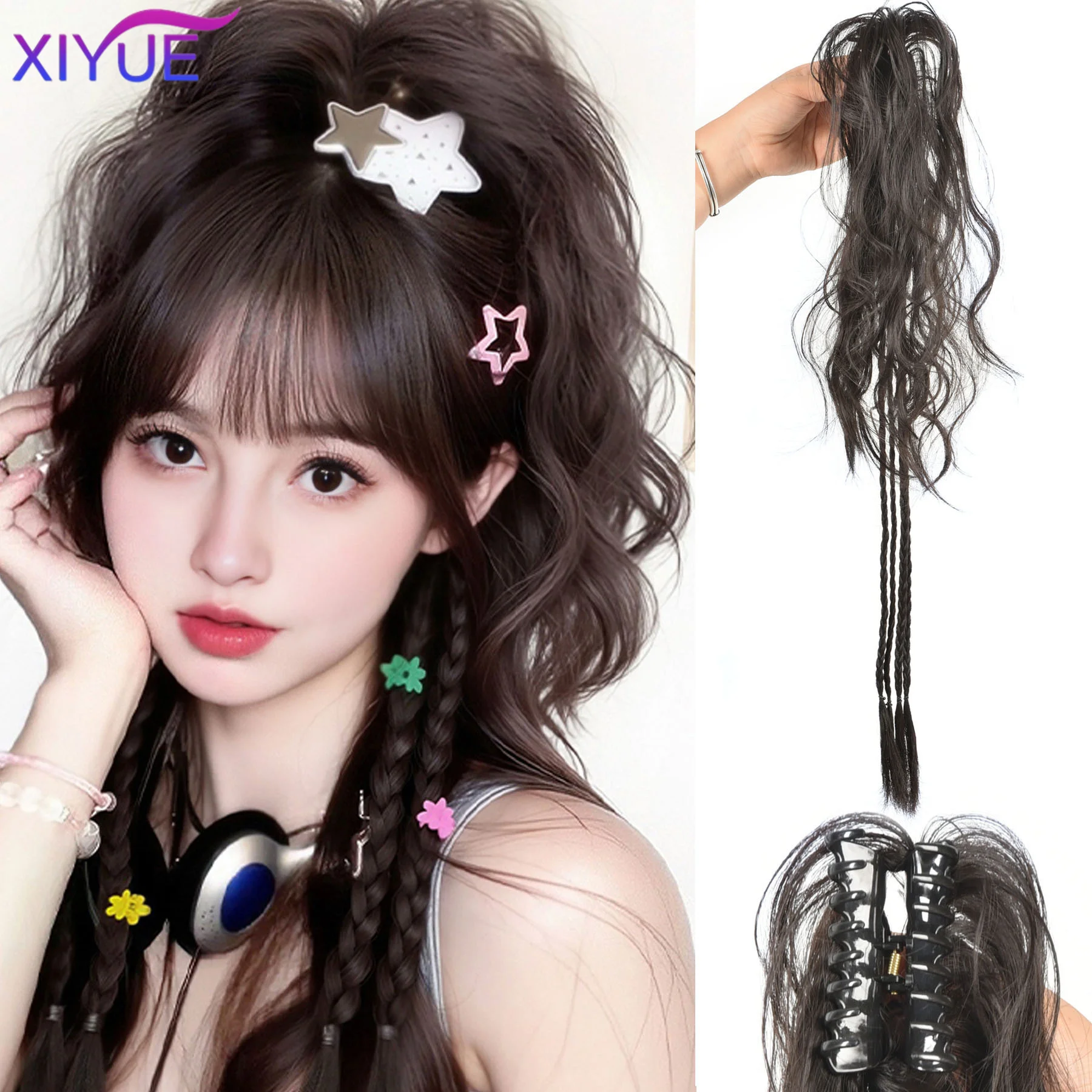 XIYUE Synthetic High Ponytail Boxer Braid Wig Water Rippled Dopamine Half-tied Braid Claw Clip Waterfall Ponytail
XIYUE Synthetic High Ponytail Boxer Braid Wig Water Rippled Dopamine Half-tied Braid Claw Clip Waterfall Ponytail