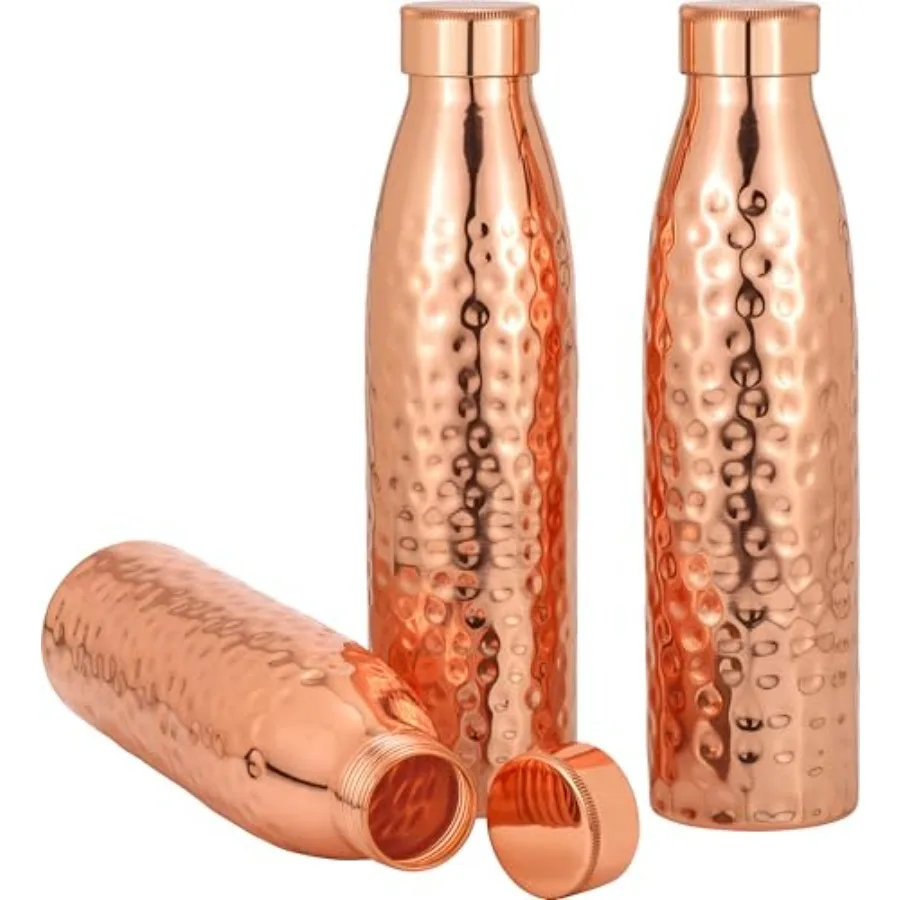 Copper Water Bottle Set of 3 34 oz/1000 ml Each 100% Pure Copper Drinking Bottles, Ayurvedic Health Benefits, Leakproof, Durabl
Copper Water Bottle Set of 3 34 oz/1000 ml Each 100% Pure Copper Drinking Bottles, Ayurvedic Health Benefits, Leakproof, Durabl