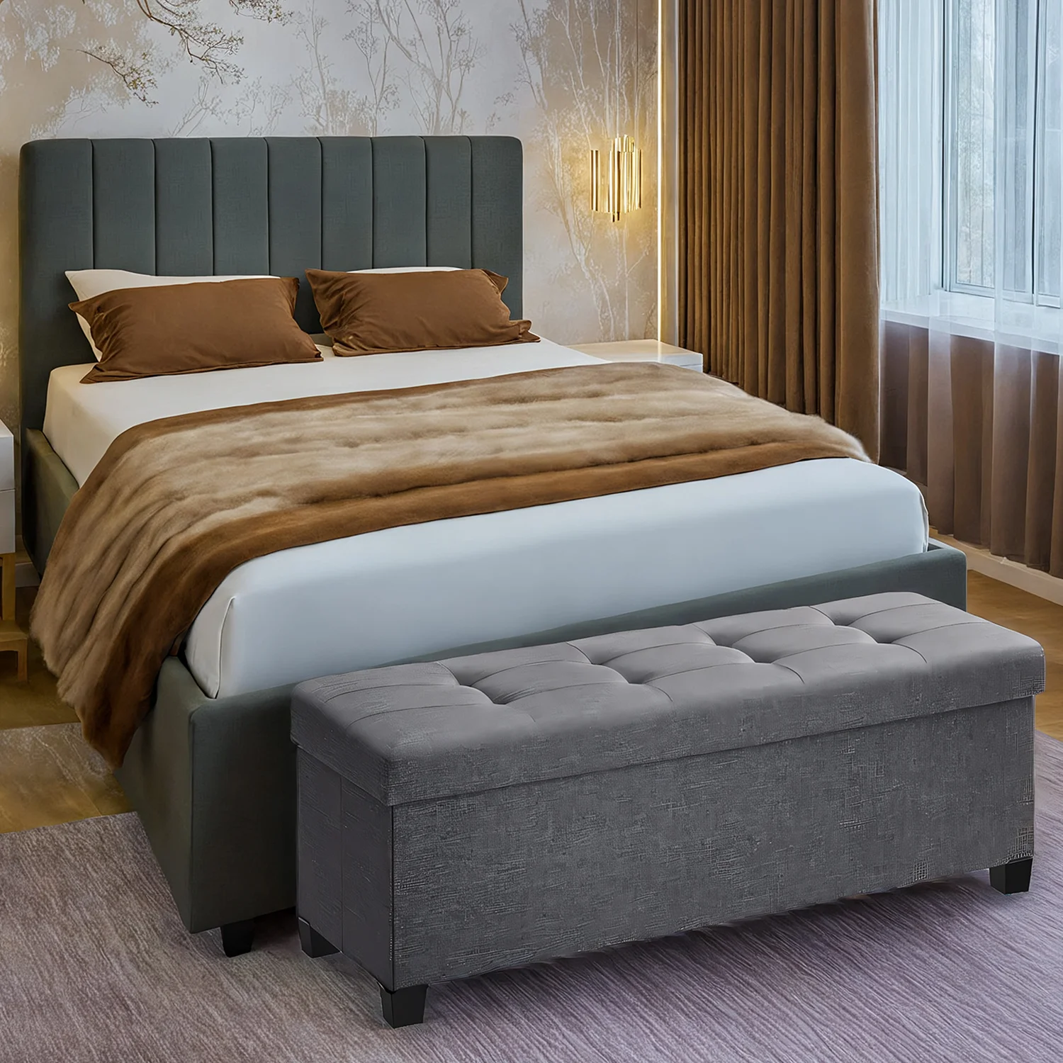 Folding Storage Ottoman Bench, 15 x 43.3 x 15.5 Inches, Storage Chest, Foot Rest Stool with 30-Gallon Large Capacity, Holds Up
Folding Storage Ottoman Bench, 15 x 43.3 x 15.5 Inches, Storage Chest, Foot Rest Stool with 30-Gallon Large Capacity, Holds Up