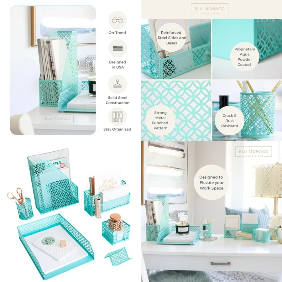 Teal 6 Pcs Cute Desk Organizer Set - Desk Organizers and Accessories for Women - Cute Office Desk Accessories - Desktop Organiz
Teal 6 Pcs Cute Desk Organizer Set - Desk Organizers and Accessories for Women - Cute Office Desk Accessories - Desktop Organiz