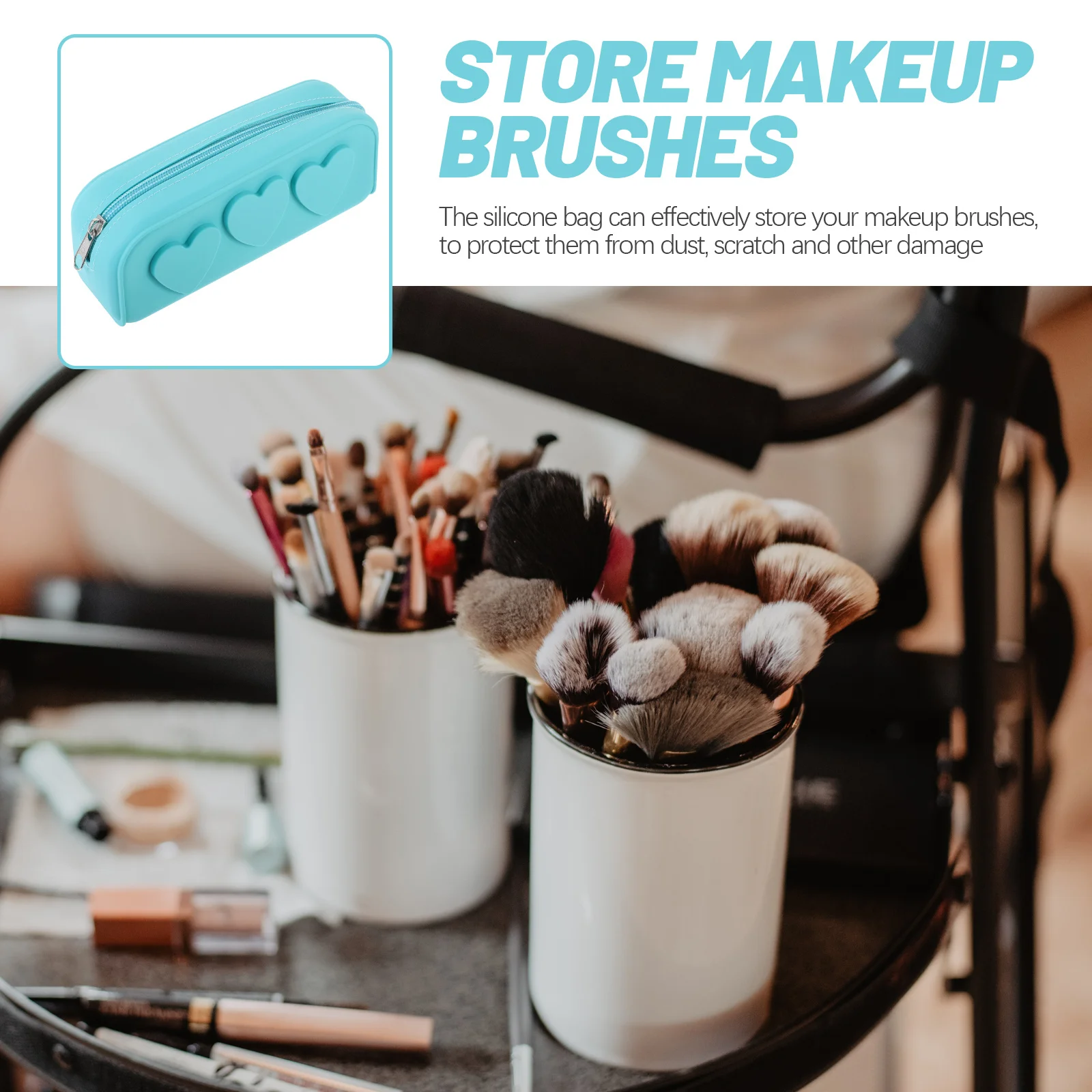 Silicone Makeup Brush Container Durable Portable Makeup Brush Organizer Pouch Travel Storage Bag Bag 
Silicone Makeup Brush Container Durable Portable Makeup Brush Organizer Pouch Travel Storage Bag Bag