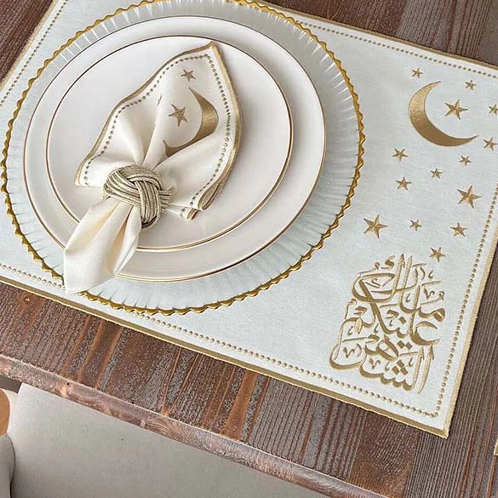 3pcs Modern White Eid Al-Fitr Table Mat Smooth Star Embroidered Placemats Absorbent Party Supply Moon Dish Pad Wedding
3pcs Modern White Eid Al-Fitr Table Mat Smooth Star Embroidered Placemats Absorbent Party Supply Moon Dish Pad Wedding