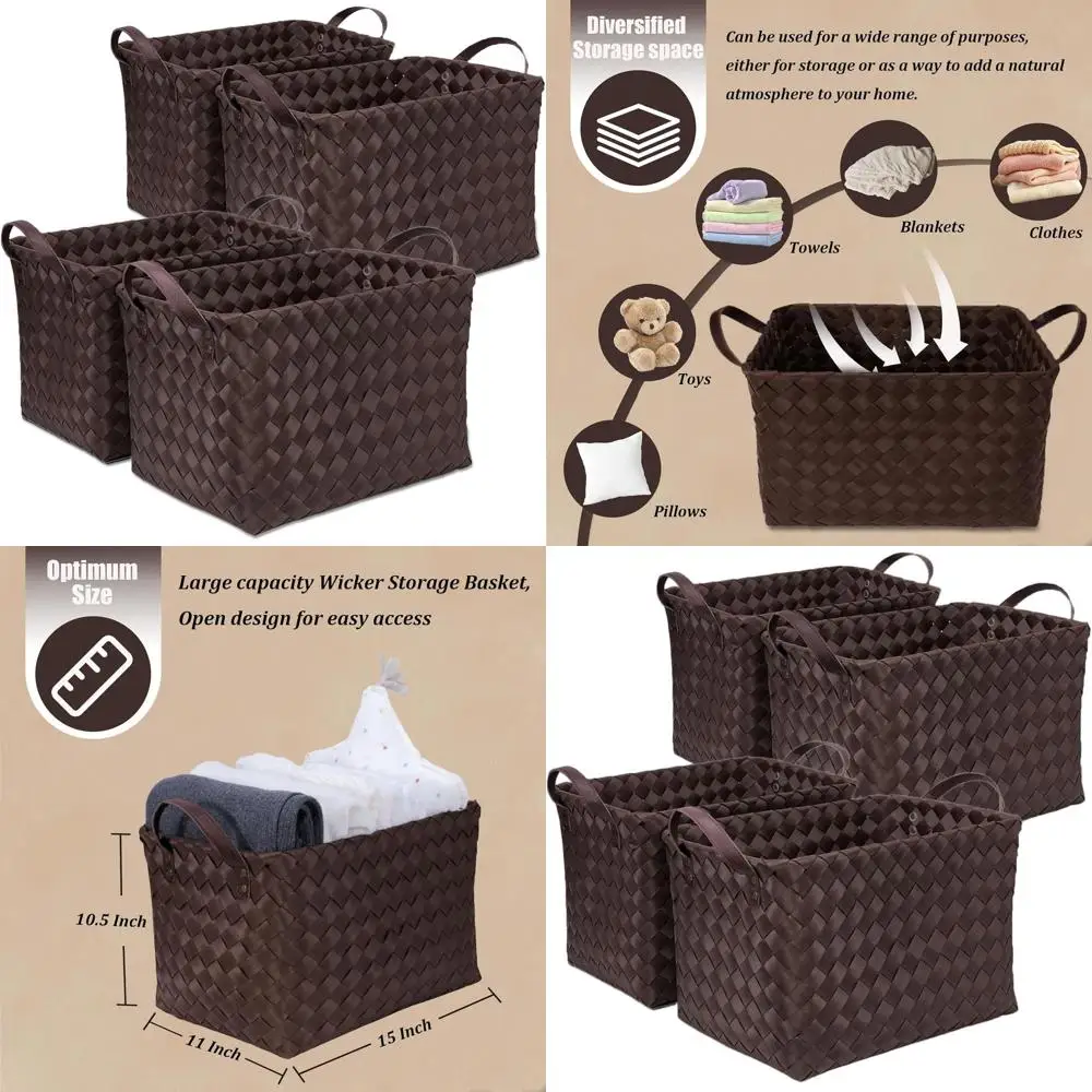 Large Handwoven Wicker Laundry Hamper Set of 4 for Storage in Bedroom, Bathroom, and Beyond
Large Handwoven Wicker Laundry Hamper Set of 4 for Storage in Bedroom, Bathroom, and Beyond