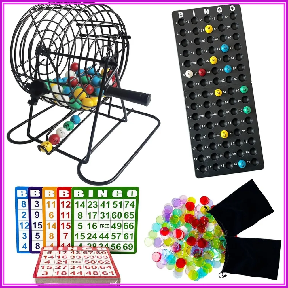 Deluxe Bingo Game Set with Metal Cage, 50 Cards, 300 Chips, Balls & Master Board for Adults & Family Game Night
Deluxe Bingo Game Set with Metal Cage, 50 Cards, 300 Chips, Balls & Master Board for Adults & Family Game Night
