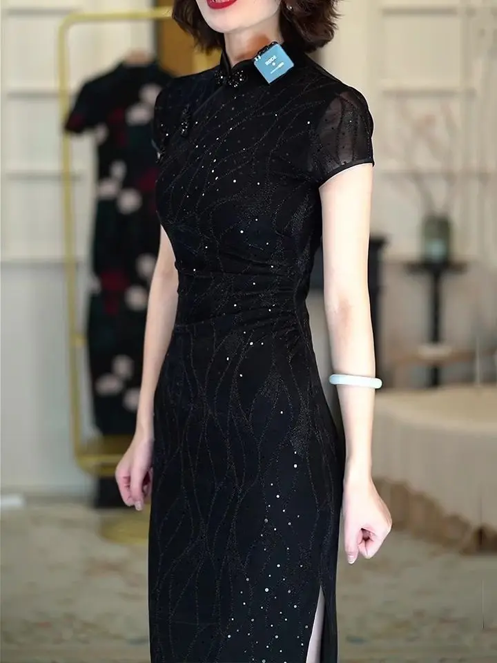 New Chinese Retro Dress Summer Elegant And Stylish Elastic Fitted Long Dress Improved Cheongsam Short Sleeve Qipao Dress
New Chinese Retro Dress Summer Elegant And Stylish Elastic Fitted Long Dress Improved Cheongsam Short Sleeve Qipao Dress