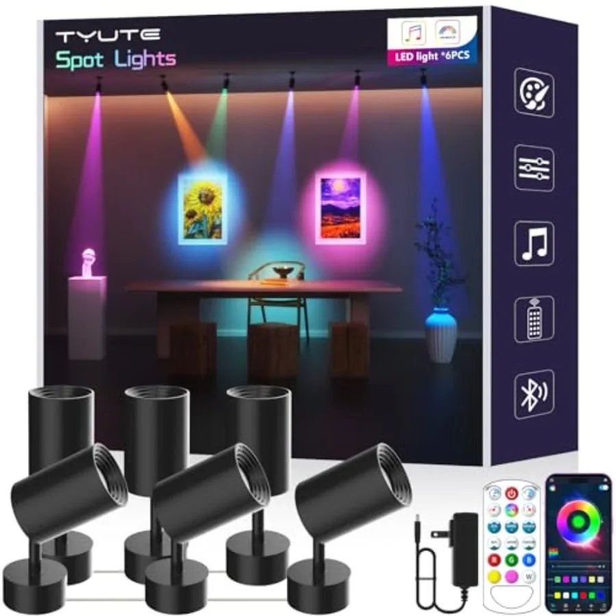 RGB Spotlights Indoor- Color Changing Picture Lights with 16 Million Colors, LED Uplighting with App and Remote Control, Timer
RGB Spotlights Indoor- Color Changing Picture Lights with 16 Million Colors, LED Uplighting with App and Remote Control, Timer