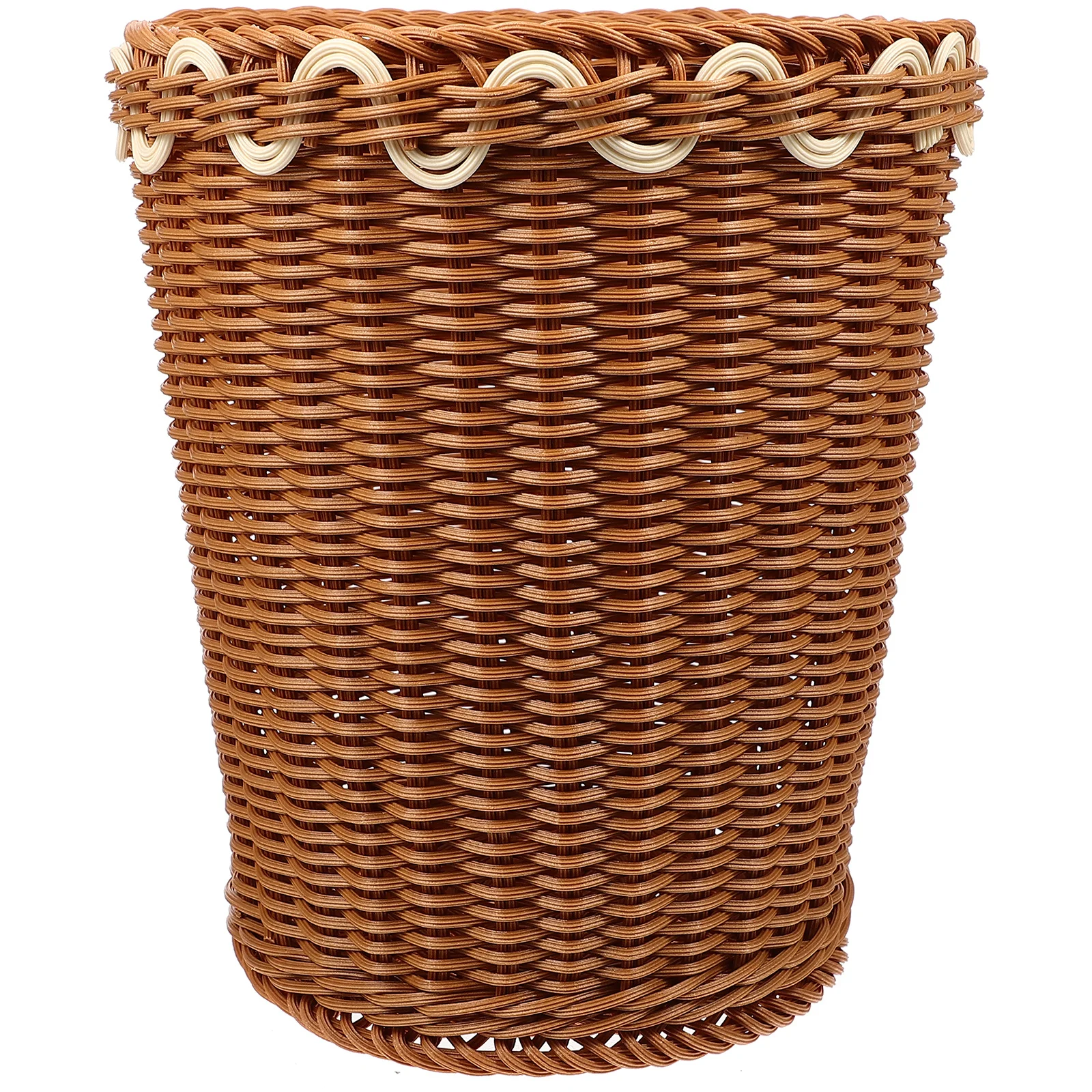 Imitated Rattan Woven Basket Large Capacity Living Room Trash Bin Sundries Container Decorative Household Storage Basket
Imitated Rattan Woven Basket Large Capacity Living Room Trash Bin Sundries Container Decorative Household Storage Basket