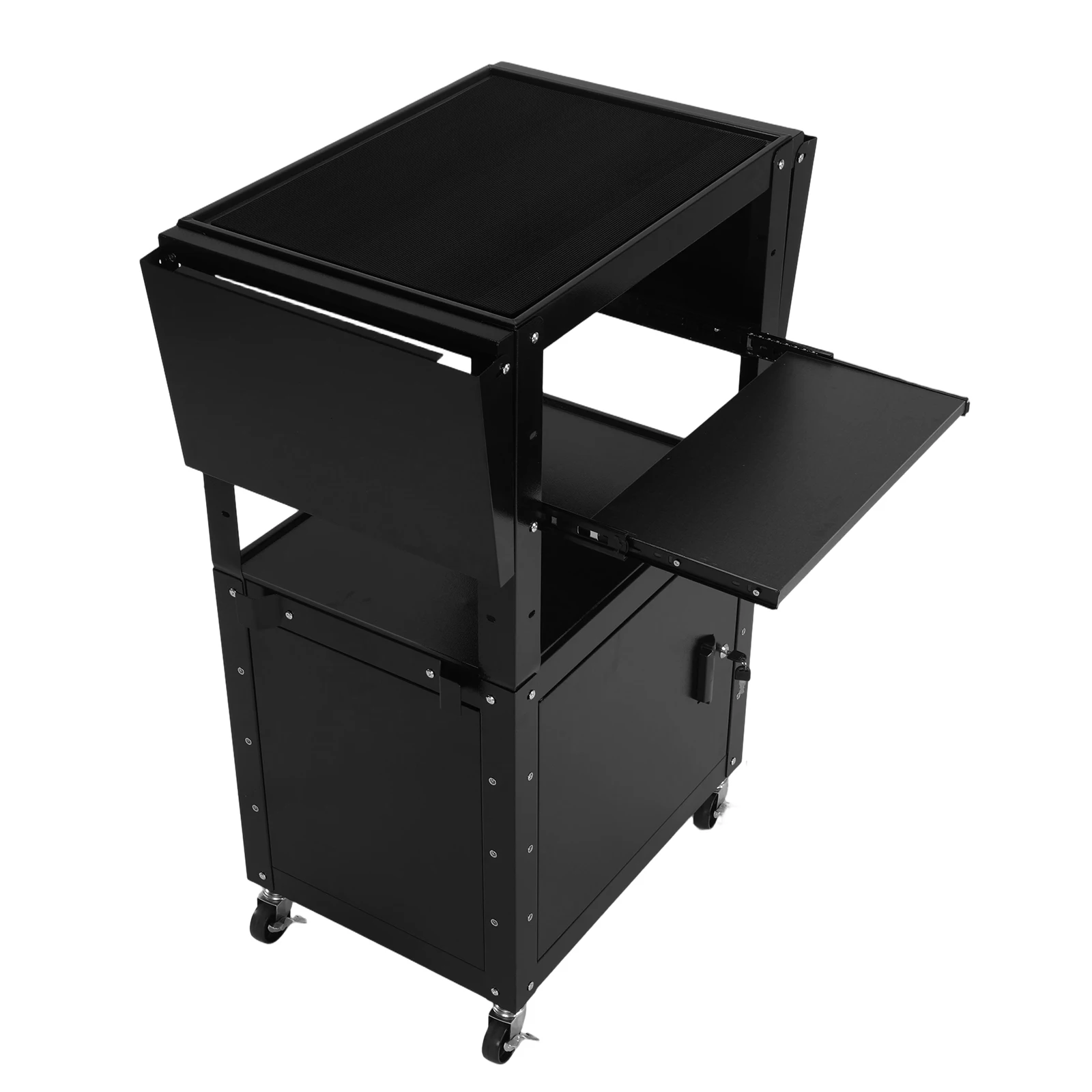 Printer Craft Cart with Wheels with Locking Cabinet and Keyboard Tray Mobile Presentation Cart Height Adjustable 36-44 in 110lbs
Printer Craft Cart with Wheels with Locking Cabinet and Keyboard Tray Mobile Presentation Cart Height Adjustable 36-44 in 110lbs