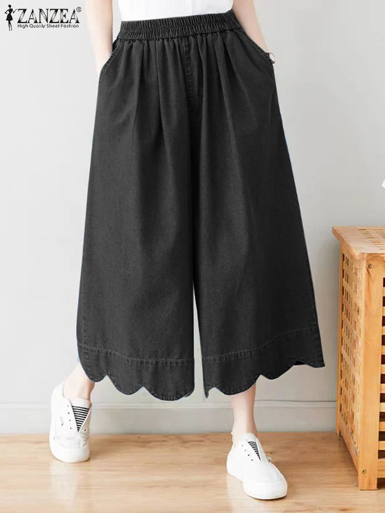 ZANZEA Holiday Wave Hem Pantalons Women Solid Color Pants Fashion Summer Crop Trouser 2025 Casual Loose Elastic Waisted Bottoms
ZANZEA Holiday Wave Hem Pantalons Women Solid Color Pants Fashion Summer Crop Trouser 2025 Casual Loose Elastic Waisted Bottoms