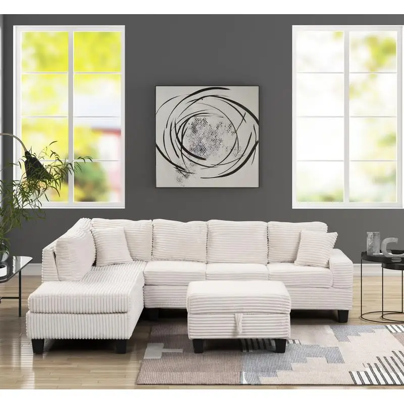 Современный секционный диван с креслом, деревянный каркас, дизайн кремового цвета
Современный секционный диван с креслом, деревянный каркас, дизайн кремового цвета