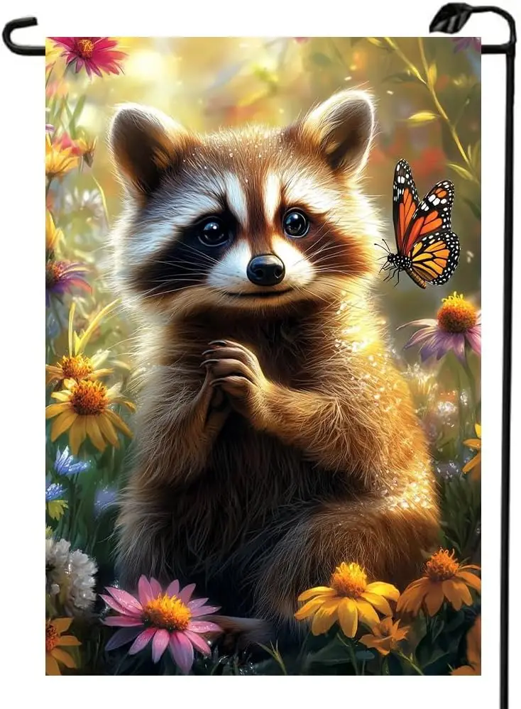 Spring Summer Raccoon Garden Flag 12x18 Double Sided Burlap Floral Butterfly Outdoor Yard Decorations for Lawn
Spring Summer Raccoon Garden Flag 12x18 Double Sided Burlap Floral Butterfly Outdoor Yard Decorations for Lawn