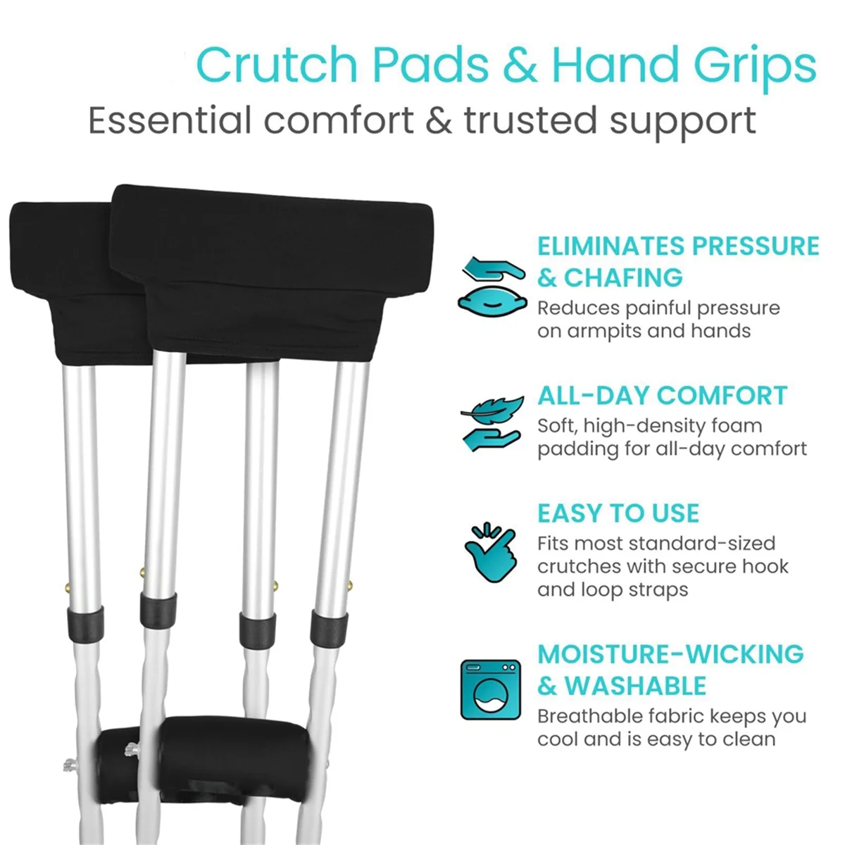 AA96 Crutch Pads Hand Grips , Breathable, Machine Washable Padding -Moisture Wicking & Odor Reducing Pillow Accessory Covers
AA96 Crutch Pads Hand Grips , Breathable, Machine Washable Padding -Moisture Wicking & Odor Reducing Pillow Accessory Covers