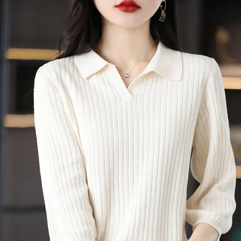 Women's T-shirt Summer Worsted Knitted Cotton Three Quarter Sleeves Casual POLO Collar Ladies Tops Loose Blouse Pullover Tees
Women's T-shirt Summer Worsted Knitted Cotton Three Quarter Sleeves Casual POLO Collar Ladies Tops Loose Blouse Pullover Tees