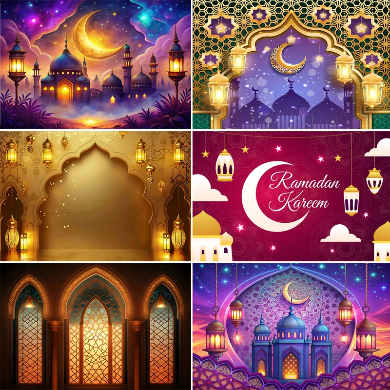 Mosque Arsitecture Ramadan Shiny Golden Crescent Moon Lanterns Background Arabic Islamic Palace Photography Backdrops ZS-01
Mosque Arsitecture Ramadan Shiny Golden Crescent Moon Lanterns Background Arabic Islamic Palace Photography Backdrops ZS-01