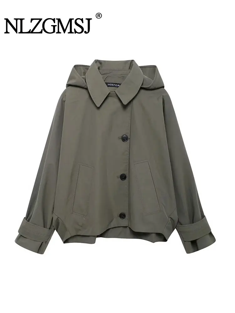 TRAF 2024 Autumn Short Women's Coat Top Single Breasted Design Long Sleeved Hooded Women's Coat Loose Casual Women's Clothing
TRAF 2024 Autumn Short Women's Coat Top Single Breasted Design Long Sleeved Hooded Women's Coat Loose Casual Women's Clothing