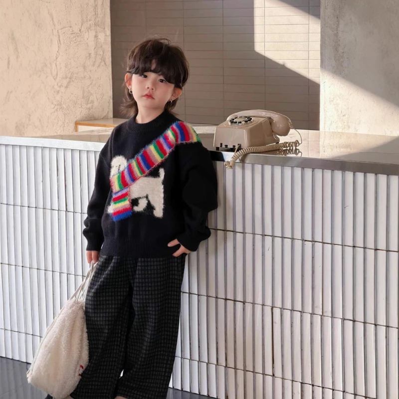 2025 Winter Retro Rainbow Scarf with Dog Pattern Round Neck Loose Casual Warm Sweater
2025 Winter Retro Rainbow Scarf with Dog Pattern Round Neck Loose Casual Warm Sweater