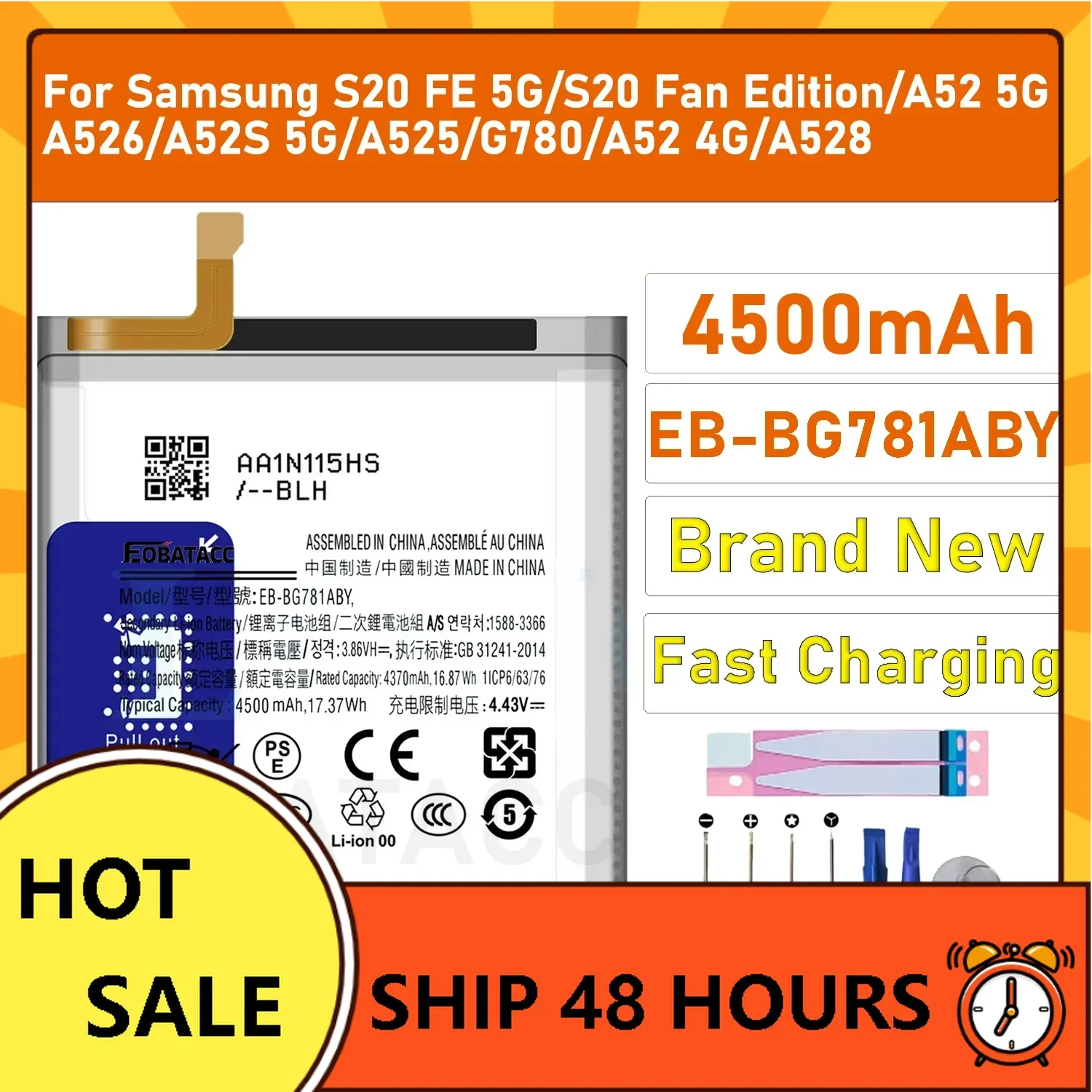 2025 Years EOBATACC New 100% Original Battery EB-BG781ABY For Samsung S20 FE 5G/S20 Fan Edition/A52 5G/A526 Batteries + Tools
2025 Years EOBATACC New 100% Original Battery EB-BG781ABY For Samsung S20 FE 5G/S20 Fan Edition/A52 5G/A526 Batteries + Tools