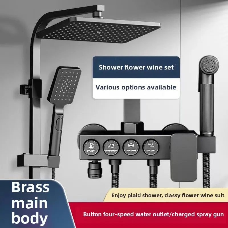 Black Thermostatic Shower Set, All Copper Bathroom, Bathroom, Shower Nozzle, Faucet, Factory Engineering
Black Thermostatic Shower Set, All Copper Bathroom, Bathroom, Shower Nozzle, Faucet, Factory Engineering
