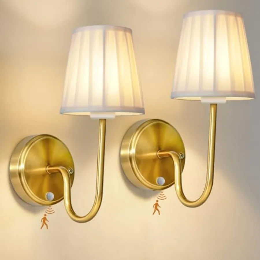 Cordless Motion Sensor Wall Sconce Set of 2, Rechargeable Wireless Wall Lamp with 5200mAh Battery, Dimmable Fabric Wall Sconce
Cordless Motion Sensor Wall Sconce Set of 2, Rechargeable Wireless Wall Lamp with 5200mAh Battery, Dimmable Fabric Wall Sconce