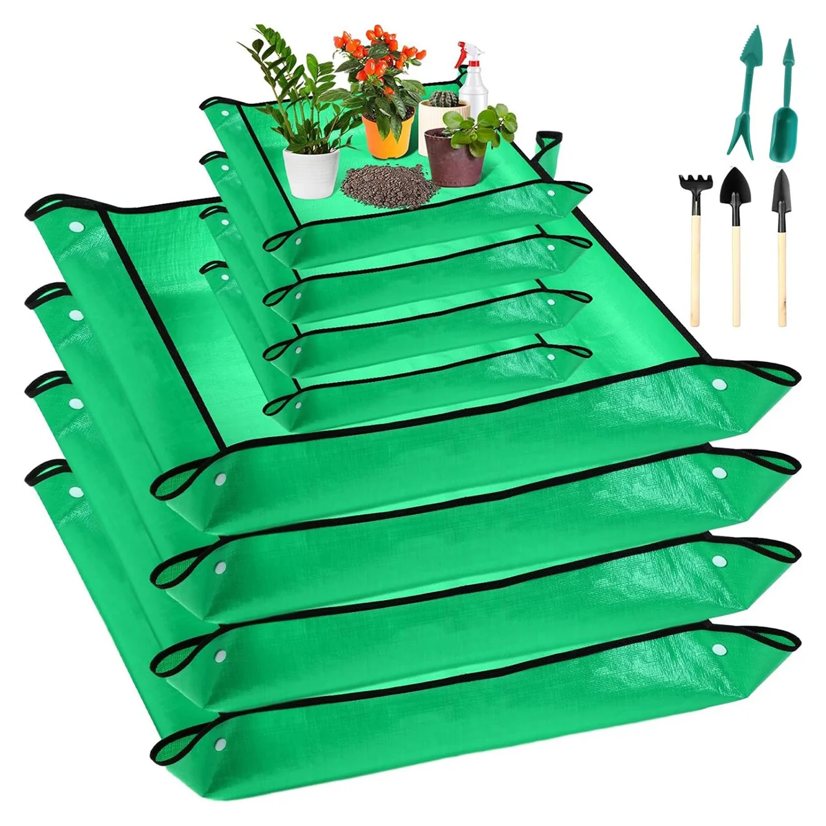 8 Pack Plant Repotting Mat for Indoor Plant Waterproof Plants Potting Mat Foldable Potting Tray Mat with 5 Pack Tools
8 Pack Plant Repotting Mat for Indoor Plant Waterproof Plants Potting Mat Foldable Potting Tray Mat with 5 Pack Tools