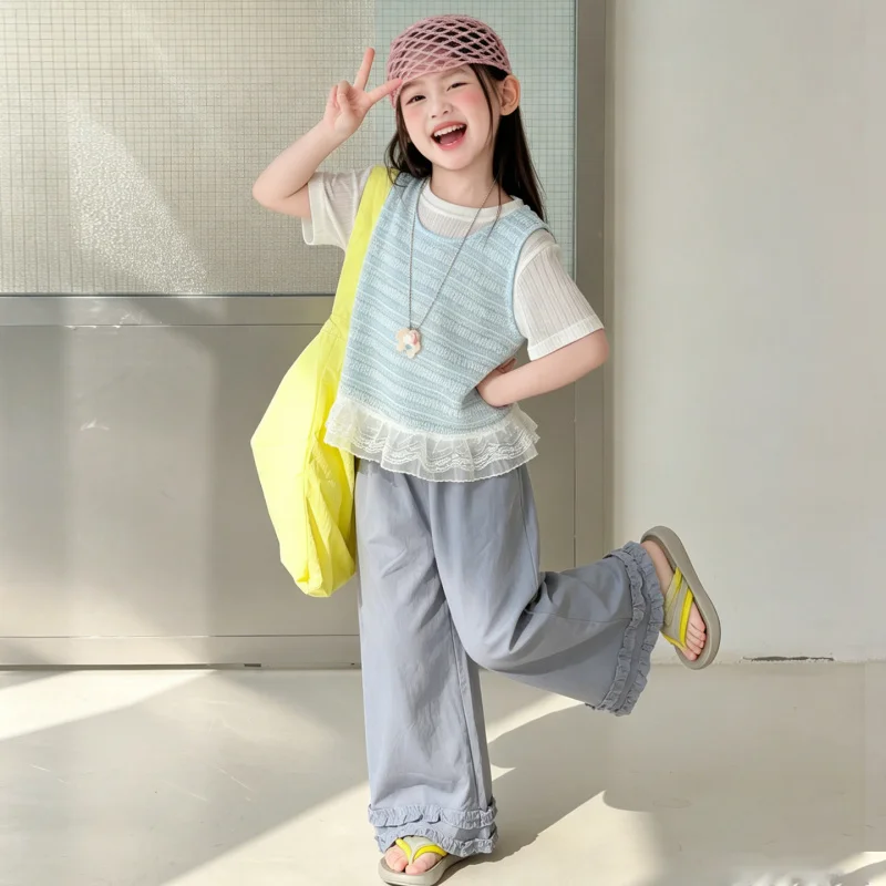 Girls' outfit with a light luxury and high-end feel, summer Korean-style wear for older girls, summer short-sleeve children's th
Girls' outfit with a light luxury and high-end feel, summer Korean-style wear for older girls, summer short-sleeve children's th