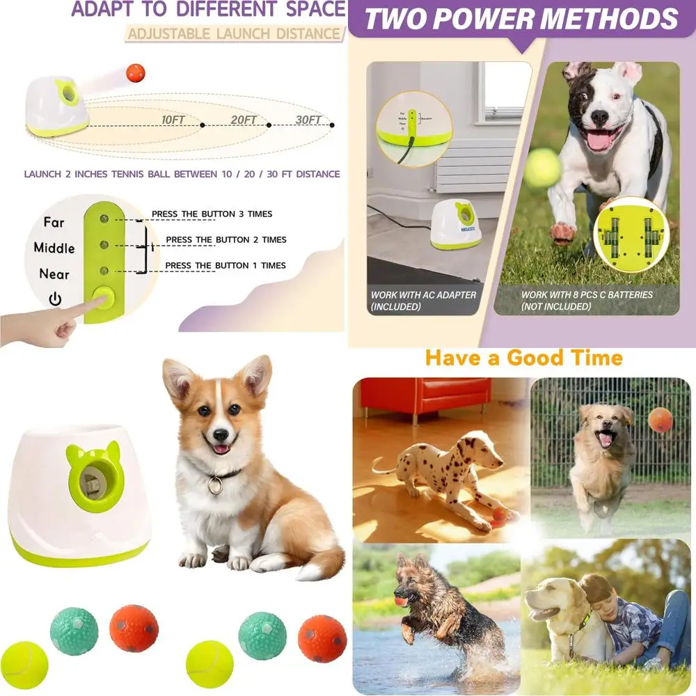 Automatic Dog Ball Launcher for Small & Medium Dogs, 3 Balls Included, White, 6pc Ball Set, Interactive Puppy Thrower Machine
Automatic Dog Ball Launcher for Small & Medium Dogs, 3 Balls Included, White, 6pc Ball Set, Interactive Puppy Thrower Machine