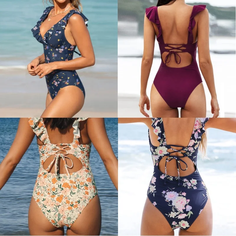 Sexy Floral Print Ruffle One-Piece Swimsuit Women V-neck Monokini Swimwear Bathing Suits Beachwear Summer Cooling Swimming
Sexy Floral Print Ruffle One-Piece Swimsuit Women V-neck Monokini Swimwear Bathing Suits Beachwear Summer Cooling Swimming