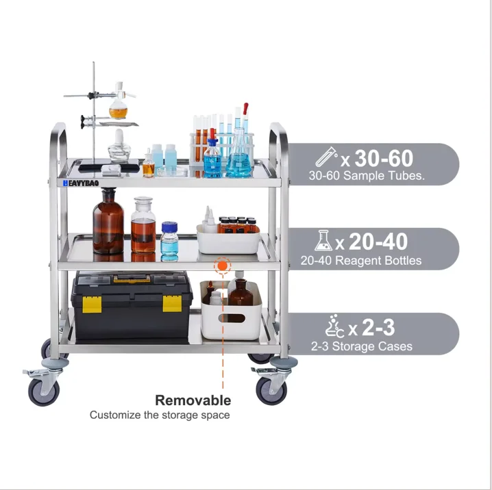 Heavybao Stainless Steel Cart 3 Layers Lab Utility Cart 400 Lbs Capacity Food Trolley Medical Cart For Lab Clinic Kitchen Salon
Heavybao Stainless Steel Cart 3 Layers Lab Utility Cart 400 Lbs Capacity Food Trolley Medical Cart For Lab Clinic Kitchen Salon